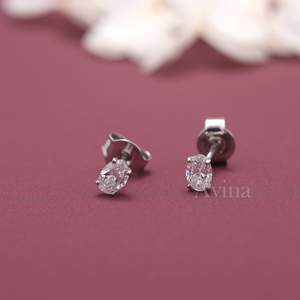IGI Certified Lab Grown Diamond Oval Stud Earrings 18K White Gold Solitaire Oval Cut <b>Mini</b> Diamond - Product Image 2