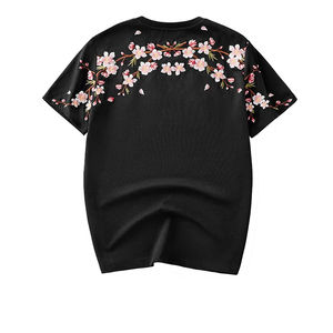 Camisetas de algodón 100% para hombre, ropa de verano de 180 gramos de punto, letras bordadas personalizadas, patrón sólido, camisetas en blanco al por mayor - Product Image 2