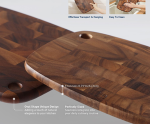 Chất lượng cao Gỗ keo cuối hạt thớt tùy chỉnh chữ lồng hình bầu dục treo bảng cho đồ dùng nhà bếp rô thiết kế - Product Image 3