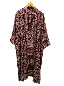 Ropa de baño Albornoz de seda suave Bata multicolor Ropa de noche Bata India Vintage Seda reciclada Sari Kimono, - Product Image 6