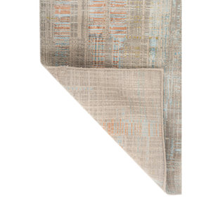 Alfombra Kavi Gris y Negra Anudada a Mano de Lana y Seda de Bambú con Patrón Abstracto para Uso Doméstico-Srb(701(Fr)) - Product Image 5