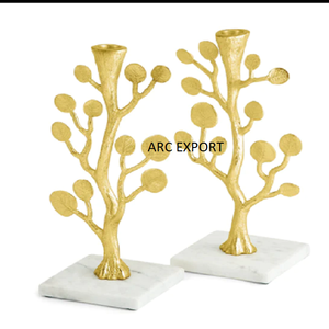 Bougeoir en aluminium doré Bougeoir de table design moderne Bougeoir à 9 bougies chauffe-plat avec support - Product Image 6