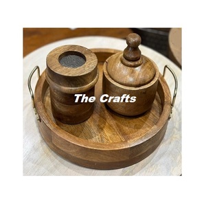 Ensemble brûleur à encens en bois Dukhoon avec boîte à oud et plateau, design exclusif Mabkhara pour mariages, fêtes et événements, utilisation parfumée - Product Image 1