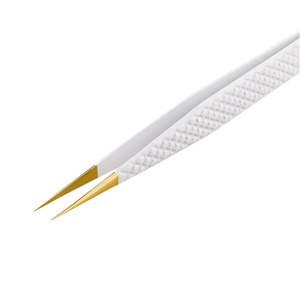 Pince à épiler d'extension de cils droite d'isolation classique professionnelle avec pointe d'or - Product Image 3