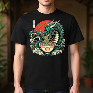 T-shirt unisexe Dragon Ramen, nouilles japonaises, esthétique, col rond, manches courtes, impression numérique, promotionnel pour adultes - Product Image 3