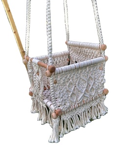 Macrame Rope Baby Shower COTTON HANDMADE NATURAL Baby <b>Swing</b> Set Style Color baby bedside sleeper - Product Image 1