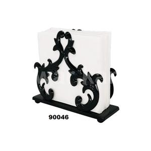 Servilletero de estilo barroco de metal negro, dispensador de pañuelos Barocco independiente, cesta de bandeja de servilletas barrocas - Product Image 1