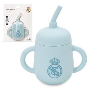 Real Madrid Mod. Gobelet anti-goutte avec paille en silicone bleu - pour cadeaux promotionnels - Product Image 1