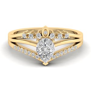 REYES Usine Prix de Gros en Argent Sterling 925 Taille Poire 0.9 Carat Moissanite Cluster Halo Bague Or Jaune 14k Fine Jewelry - Product Image 1