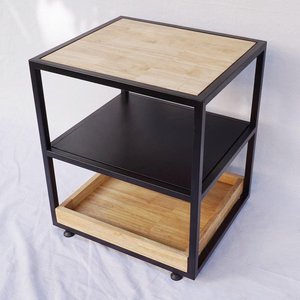 3-Tier Standing Type <b>Bedside</b> <b>Shelf</b> with Iron Frame Rubberwood Material for Home Storage and Spice Organization TDG68031 - Product Image 5