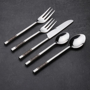 Ensemble de couverts de mariage au design orné avec miroir brillant Couverts en acier inoxydable poli couleur argent comprenant une fourchette et une cuillère à bas prix - Product Image 3