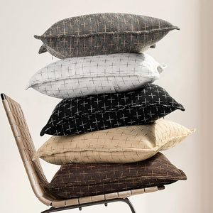 Oreiller et housse de coussin de canapé en lin de coton simple et moderne tricotés avec un motif de dessin animé pour la décoration intérieure, les hôtels utilisent des techniques tissées - Product Image 5