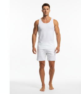 Chaleco HaloPure de Algodón Blanco para Hombre, Sin Mangas, Ligero, Transpirable, Tejido Elástico, Diseñado para Uso Diario - Product Image 4