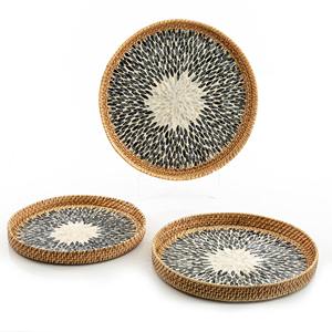 Bandeja DE SERVICIO DE fregona de ratán para decoración de mesa bandejas decorativas de nácar vajilla sostenible - Product Image 6