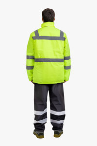 High Visibility ANSI Class 1 Customizable Safety <b>Jacket</b> LED Flash <b>Waterproof</b> Polyester Breathable Fabric Reflective Strips Logo - Product Image 6