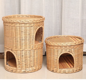 Natural Woven Style Soft Plush Cat Cave <b>Bed</b> Covered Small Dog <b>House</b> Breathable Animal Nest Indoor Supplier - Macy - Product Image 1