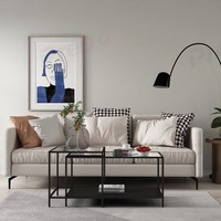 Ensemble de tables basses carrées en métal modernes avec hauteur réglable, design minimaliste, meubles de salon