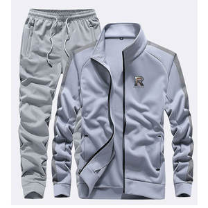 Ensemble de survêtement zippé pour homme, tenue de sport décontractée pour activités de plein air et fitness - Product Image 1