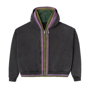 Fabricantes de ropa personalizados 500 Gsm Heavyweight Acid Wash Zip Pullover Hoodie alta calidad 100% algodón Slim Fit otoño - Product Image 1