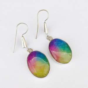 ต่างหูระย้าควอตซ์แสงอาทิตย์สีรุ้งต่างหูลวดคริสตัลทำด้วยมือของขวัญเครื่องประดับ Boho สำหรับผู้หญิง - Product Image 1