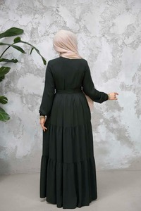 Abaya élégante à col bateau brodée décontractée pour femmes Tissu Nida de qualité supérieure Design modeste et élégant Longueur au sol Manches longues Respirant - Product Image 5