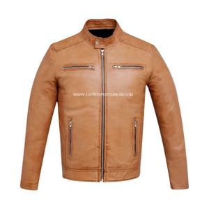 High Street 100% แจ็คเก็ตหนังแท้แบบสลิมฟิตระบายอากาศได้ดีบุซาตินมีซิปคอตั้งตั้งตั้ง - Product Image 1