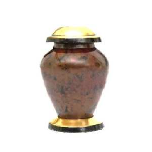 High Quality Brass Cremation <b>Keepsake</b> Urns With Gold Band And Brown Color Finished Metal Funeral Urns <b>For</b> Human <b>Ashes</b> - Product Image 2