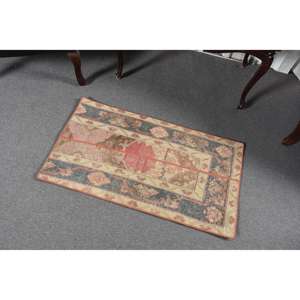 Alfombra Turca Vintage de 1.8x3.3 pies, Alfombra de Lana Ikat Roja - Product Image 1