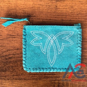 Monedero de cuero de ante de punto de bota de diseñador Popular multifuncional Mini monedero de cambio de billetera de cuero genuino occidental para mujer - Product Image 1