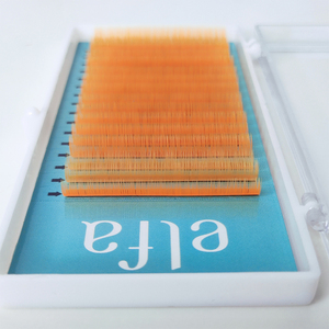 Extensiones de Pestañas Individuales de Color Naranja Neón Hechas a Mano por ELFA, Fáciles de Aplicar, Tira Completa, Fibra HY LON, Naturales y Suaves - Product Image 6