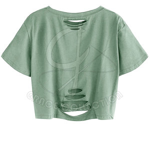 Camisetas elegantes de media manga con cuello redondo y diseño personalizado para mujer, camisetas recortadas hechas en Pakistán - Product Image 5