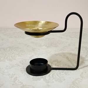 Solid Brass Lumiere <b>Essential</b> <b>Oil</b> <b>Burner</b> Home Fragrance <b>Oil</b> Diffuse <b>Burner</b> <b>for</b> Daily Usage Golden <b>Essential</b> <b>Burner</b> - Product Image 5