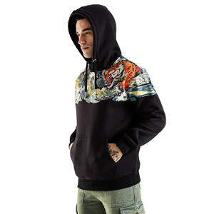 Nouveaux sweats à capuche et sweat-shirts pour hommes 100% coton molletonné Motif uni Impression numérique avec poches kangourou - Product Image 4