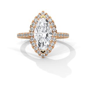 Anillo de fiesta bonito de Plata de Ley 925 para mujer con brillantes diamantes redondos de moissanita y corte Marquesa mejorados - Product Image 3