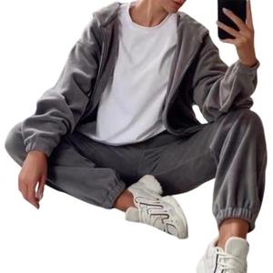 Nuevo Jersey grueso informal de Color sólido para hombres y mujeres, chándal transpirable de secado rápido de poliéster/algodón, pantalón largo, conjunto de 2 piezas de invierno - Product Image 2