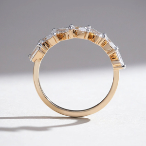 Luxury Mixed Cut Diamond Band <b>Ring</b> for Women 14K Gold Plated Geometric Eternity <b>Ring</b> Marquise <b>Emerald</b> Cut CZ Wedding Anniversary - Product Image 3