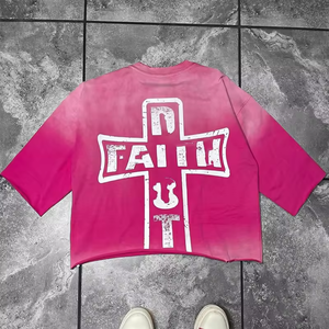 T-shirt Boxy en Coton Épais 100% avec Impression Sérigraphique Personnalisée Streetwear, Délavé à l'Acide et Effet Vieilli 2016 - Product Image 4