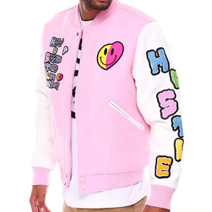 เสื้อแจ็กเก็ตแขนยาวหนังแท้สำหรับผู้ชายเสื้อกันลมตัวอักษรสำหรับมหาวิทยาลัยแจ็คเก็ตทำงานเบสบอลทีมโรงเรียนบาสเก็ตบอลสำหรับผู้ชาย - Product Image 5