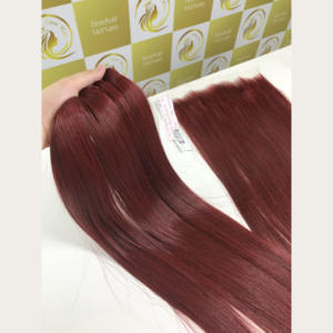 Genius Weft Hot Borgoña Extensiones de cabello humano crudo de 16 pulgadas Cutícula alineada de alta calidad Frontal vietnamita Precio al por mayor - Product Image 3