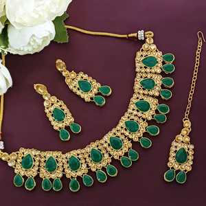 Ensemble de colliers de mariée en cristal indien boucles d'oreilles Mangtikka tête chaîne fournisseur indien grossiste bijoux pour femmes - Product Image 2