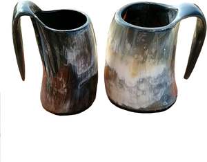 Mini gobelet en corne d'animal écologique Viking pour vodka, whisky, miel, vin, bière - Meilleur cadeau d'anniversaire pour tous les amoureux - Product Image 1