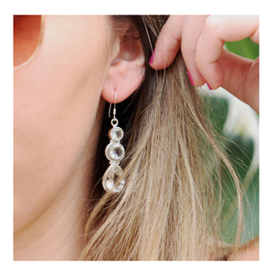 Pendiente de ajuste de bisel de Plata de Ley 925, piedra preciosa de cristal de corte ovalado a la moda chapada en plata para fiestas y bodas - Product Image 2