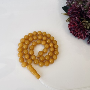 Misbaha de Ámbar, 45 Cuentas Redondas de Ámbar Natural Color Caramelo - Product Image 3