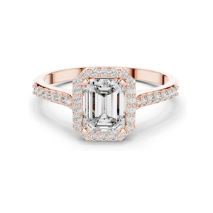 Anillo de Compromiso con Halo de Diamantes de Laboratorio de 1.072 CT para Mujer, Claridad VVS-VS EF, Oro de 18KT, 14KT, 10KT y Plata 925, Oro Rosa, Amarillo - Product Image 1