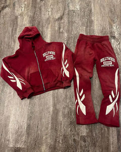 Streetwear de haute qualité pour hommes, ensemble pantalon de survêtement et sweat à capuche évasé avec logo personnalisé et broderie - Product Image 6