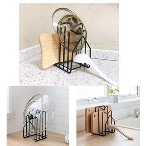 Multilayer Black Cutting Board Rack with Lid Chopping Block Shelf Organizer for Kitchen Utensils Pot <b>Pan</b> Store Rack <b>Storage</b> Set - Product Image 2