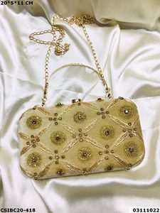 Latest Indian Handmade Woman's Embroidery Clutch Evening <b>Bag</b> Handcrafted with Rhinestone Stone Pattern <b>for</b> <b>Weddings</b> Parties - Product Image 3