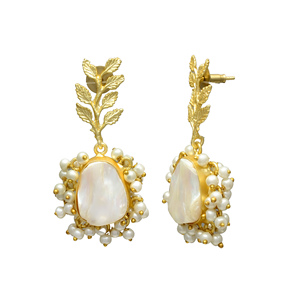 Pendientes de Perlas de Agua Dulce Blancas Pequeñas Vintage con Baño de Oro de 24K sobre Latón, Joyería Elegante para Bodas de Mujeres - Product Image 2