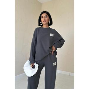 ชุดเสื้อสเวตเตอร์และกางเกงขายาวผ้าลูกฟูกคลาสสิกสำหรับผู้หญิง ขายส่ง - Product Image 3