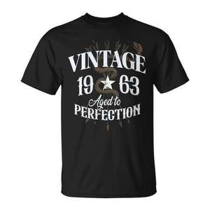 T-shirt vintage 1963 vieilli à la perfection pour homme, cadeau idéal pour la fête du 61e anniversaire, t-shirt promotionnel de style vintage - Product Image 1